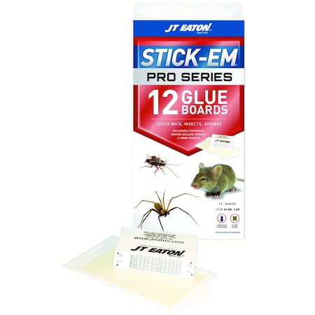 Jt Eaton JT Eaton Stick-Em Pro Series Small Glue Board Trap For Insects/Mice/Spiders 12 pk 198-12P